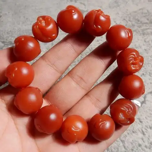 红玛瑙柿子红精雕佛头弥勒佛手串手链由"备货网"根据销量,好评率,价格