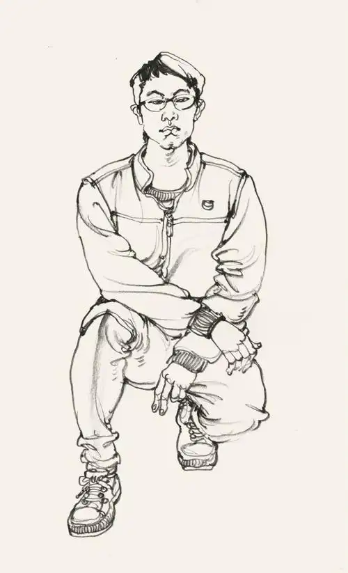 速写人物蹲姿素材,非常适合临摹的速写图集