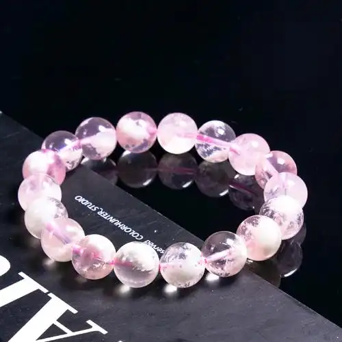 天然雪花幽灵手链水晶手串女冰粉色雪花送闺蜜饰品礼物 收藏10.5mm