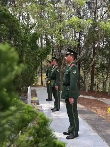 青山埋忠骨,山河祭英魂,清明节前夕,武警官兵来到烈士陵园开展祭扫