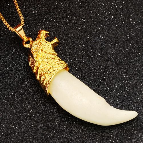 简约越南沙金仿狼牙吊坠 欧美跨境铜镀金男女款狼图腾挂件批发