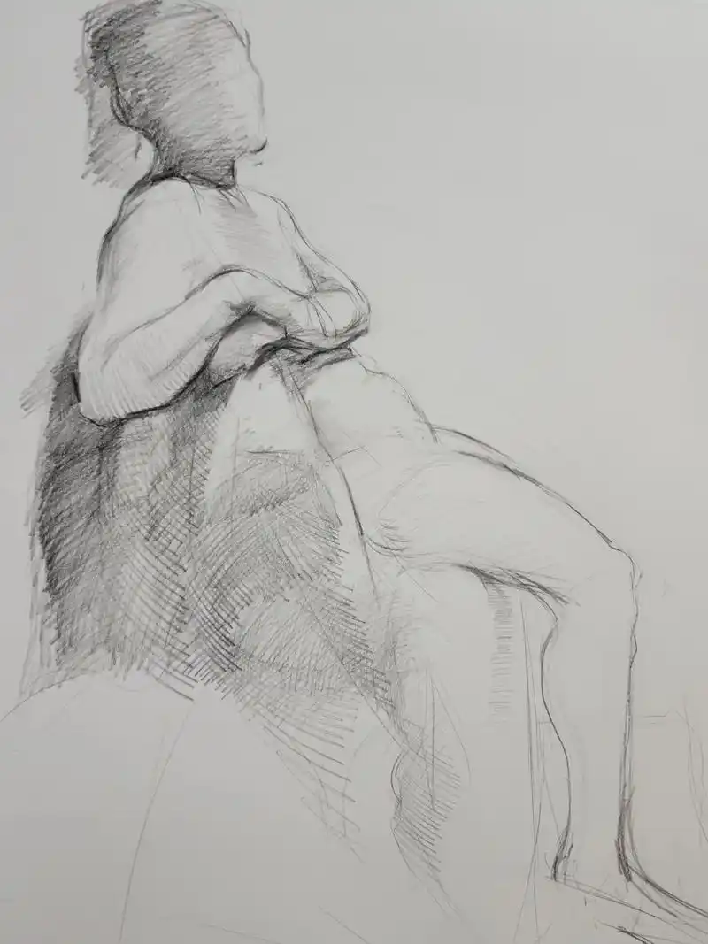 专业课调课调到周末,摸鱼了一天.#人体素描写生#素描人体  - 抖音