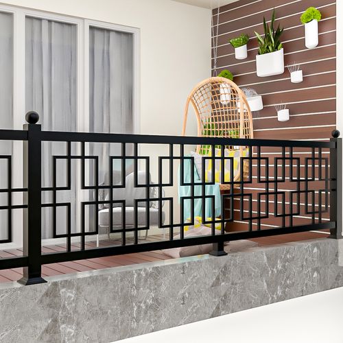 品销专业定制新中式铁艺护栏扶手阳台走廊栏杆复古花格扶手楼梯护