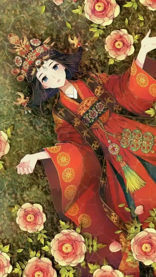 唯美古风新娘子插画图片中国传统古风女子新娘婚纱插画美图