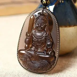 天然冰种黑曜石守护神大日如来佛吊坠十二生肖属羊本命佛项链