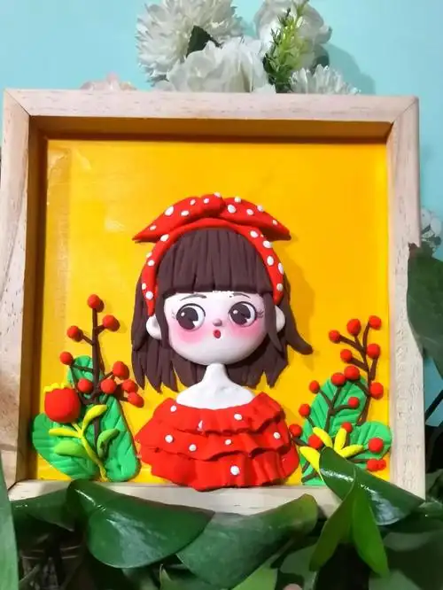超轻粘土立体浮雕小姐姐