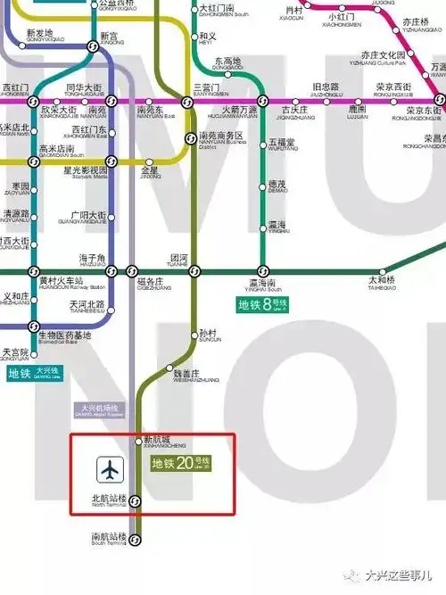 其中,新增的m20线(预测线路)从大兴新机场出发,途经榆垡新航城,魏善庄