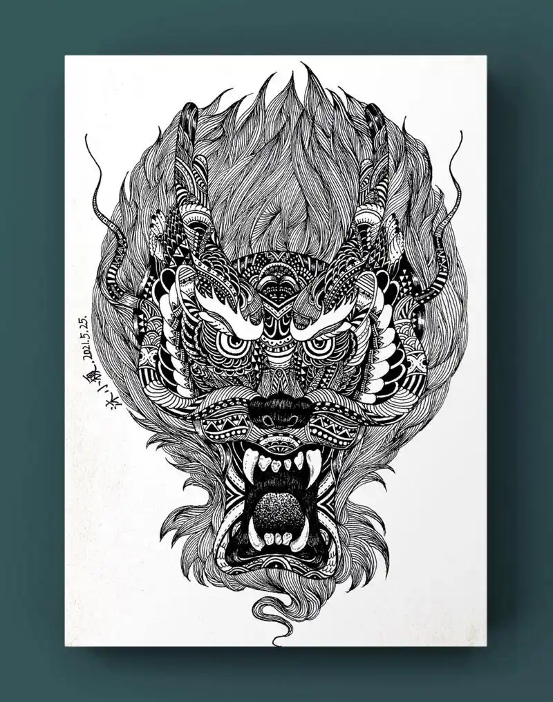 【黑白线描装饰画】-"龙头"94 勇敢地去选择 你想要过的生活 并坚持