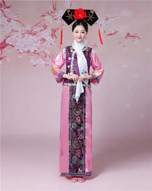 清朝格格古装还珠格格服装族旗服宫女甄嬛传年会班服演出服 天蓝色