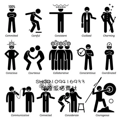 a0116矢量ai设计素材 扁平化卡通小人icons图标表情动作商务图案