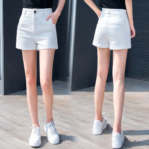 白色牛仔短裤女2020新款夏季修身显瘦高腰韩版宽松四分外穿短裤子