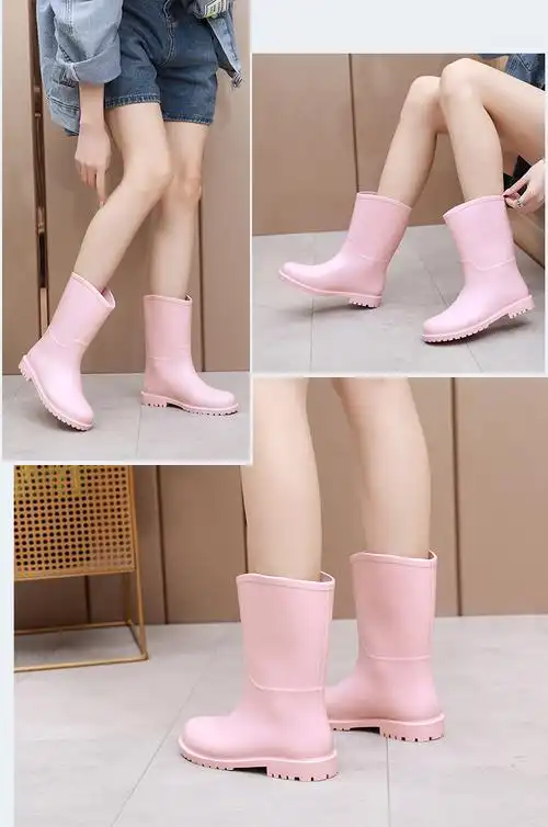 大东韩国时尚新款中筒学生雨靴春夏雨鞋女士纯色水鞋可爱防滑胶鞋套鞋