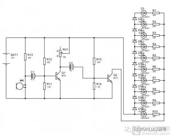 自己diy音乐节奏灯(十个led显示)