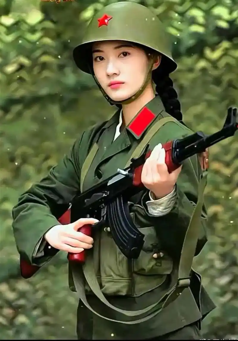 这些身穿六五式军装,美丽如花的巾帼女兵,她们犹如战场上的一朵明艳