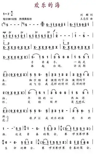 徐萌演唱:《欢乐的海》简谱