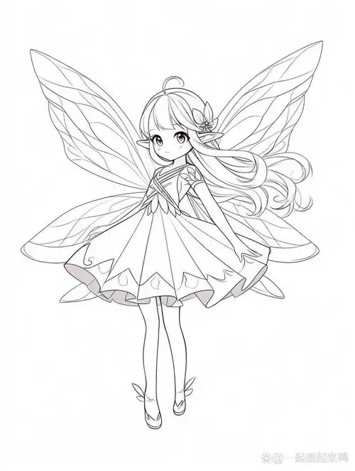 每日ai线稿分享-小精灵系列