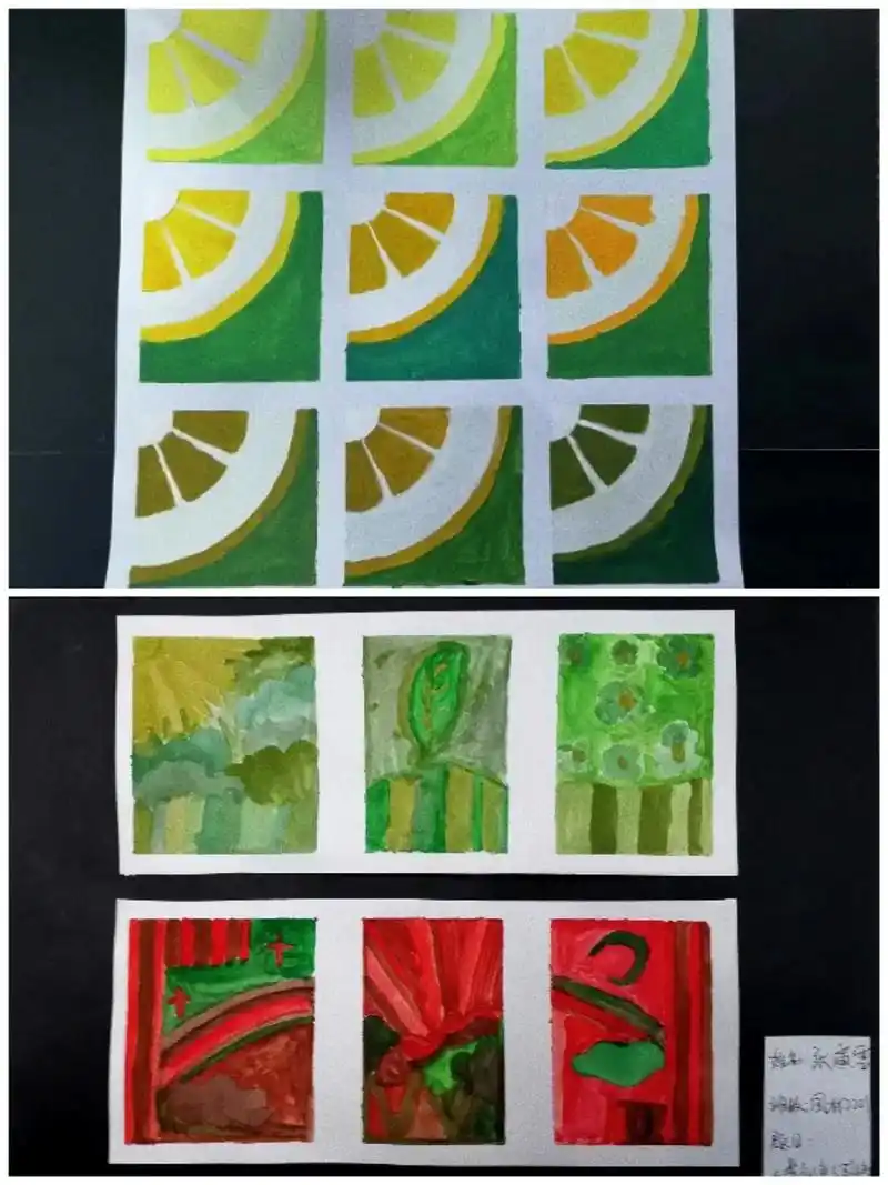 纯度九调#类似色 #互补色 #构成设计#水粉 - 抖音