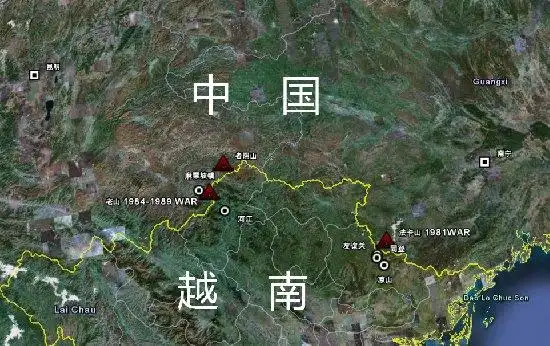 图为中国越南边境卫星图