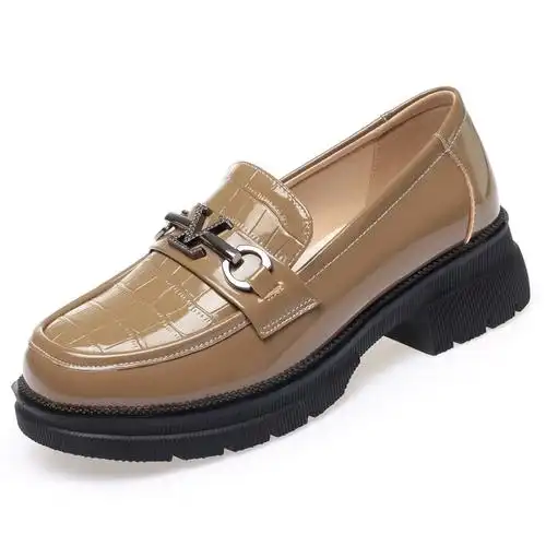 一脚蹬女鞋春秋新款女黑色软底小皮鞋工作单鞋百丽纯爱真皮乐福鞋