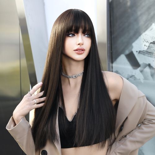 黑长直假发女长发仿真自然增发量全头套式jk网红主播可爱空气刘海