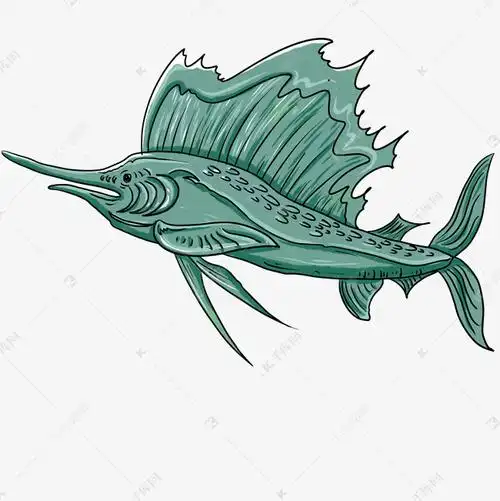 剑鱼动物卡通插画