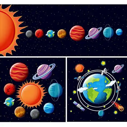 太阳系卡通插画图解宇宙行星星图插图ai矢量图设计素材