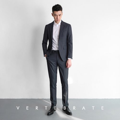 脊椎动物男装韩版商务灰色套装西装职业装英伦风基础两件套西服