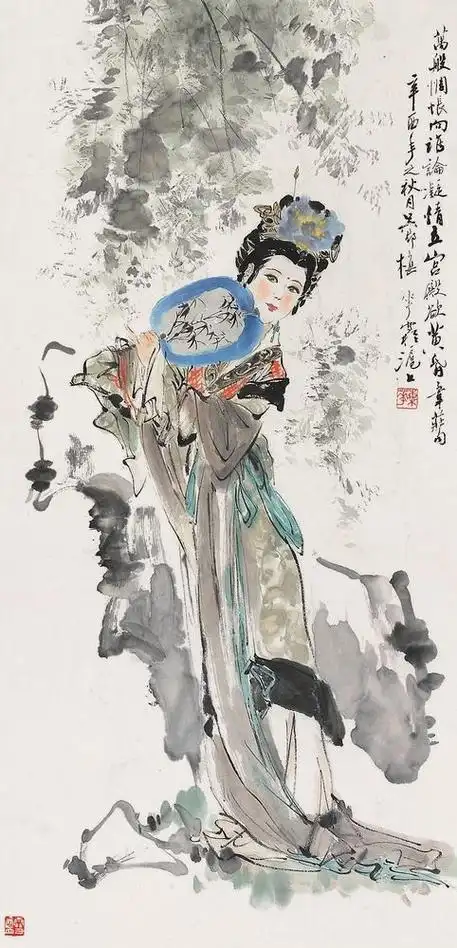 知章骑马图 立轴颜梅华 己未(1979)年作 倚梅仕女 立轴颜梅华 行猎图