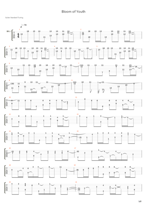 库特wafter-bloom of youth吉他谱
