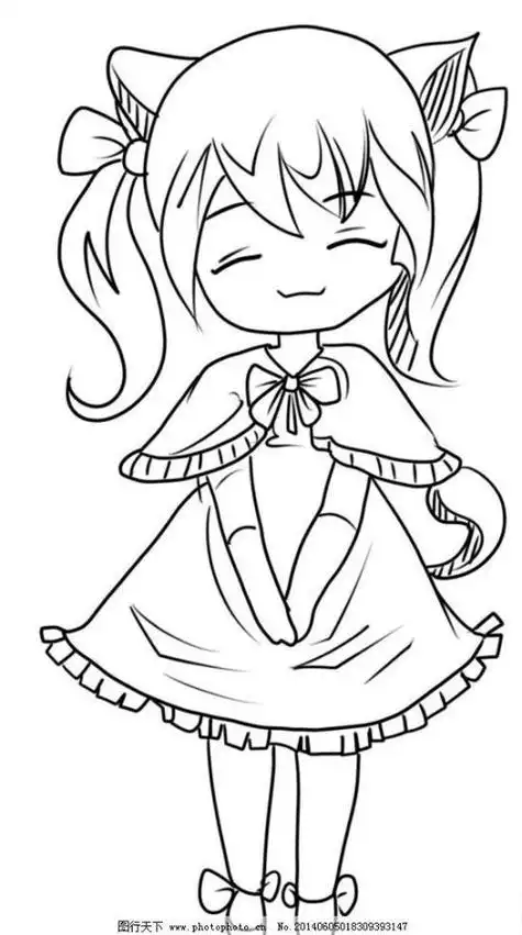 动漫人物女孩子简笔画