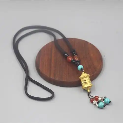 饰品西藏手工已开光六字真言转经筒吊坠项链情侣款项坠转运保平安