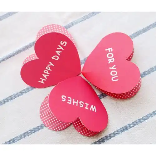 欧式立体心形小贺卡节日爱心感谢卡创意婚礼祝福语游戏卡片50枚装