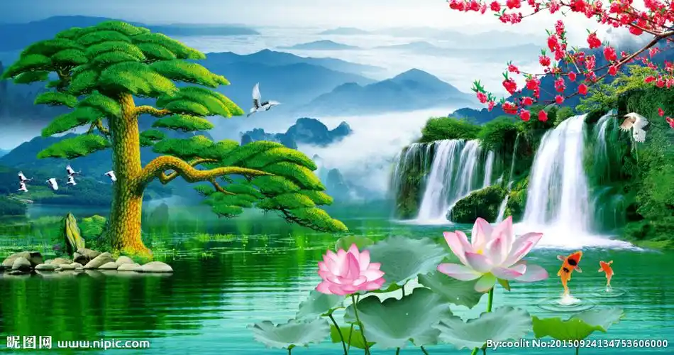 招财进宝风景画图片