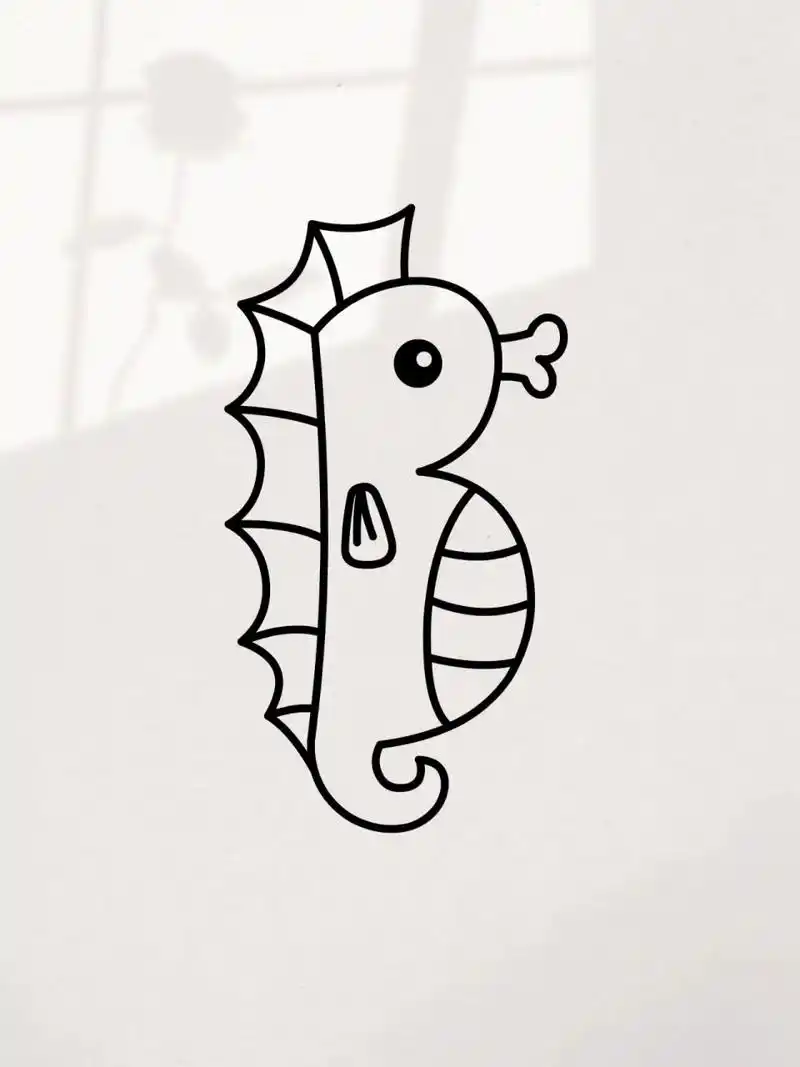 小海马简笔画,用数字b画小海马秒会