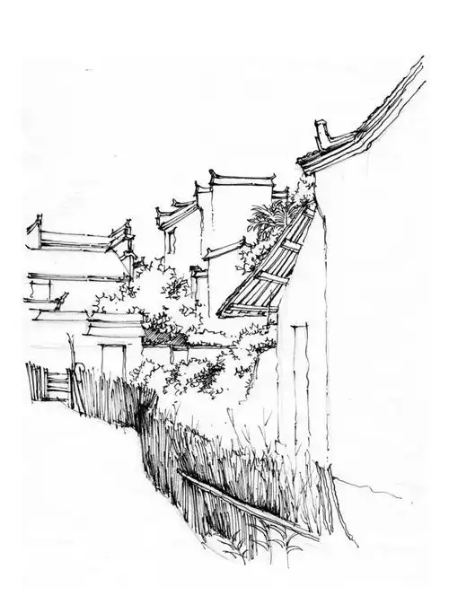 一行手绘原创精选100幅中国古建筑钢笔画步骤图视频解说送给勤奋得让