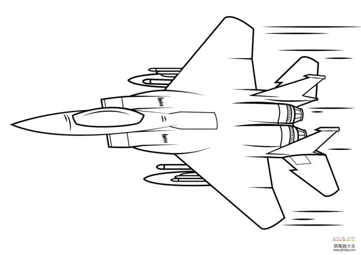 f-15鹰式战斗机_飞机简笔画-简笔画大全