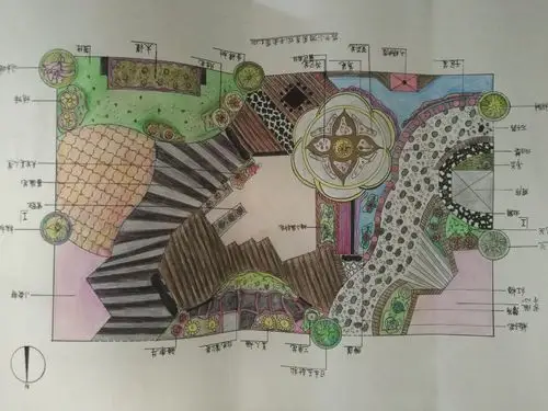 手绘练习 凉亭 小游园设计