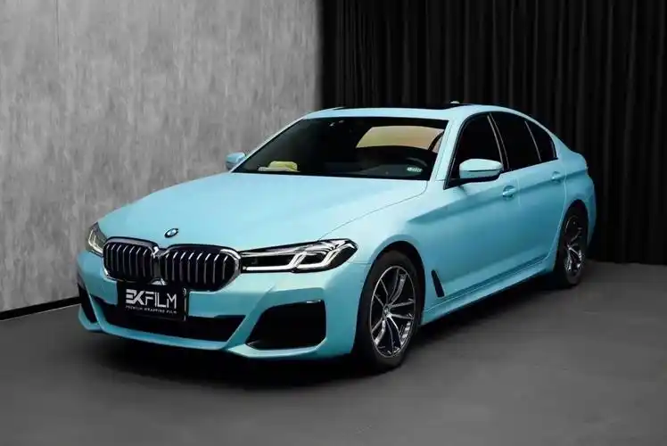 宝马5系改色贴膜梦幻远峰西子蓝