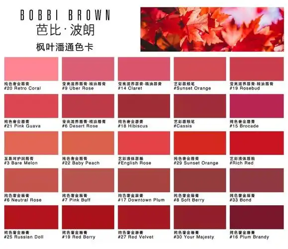 命,又加入了不同季节气候的变化,为高阶口红控们提供了"枫叶潘通色卡"