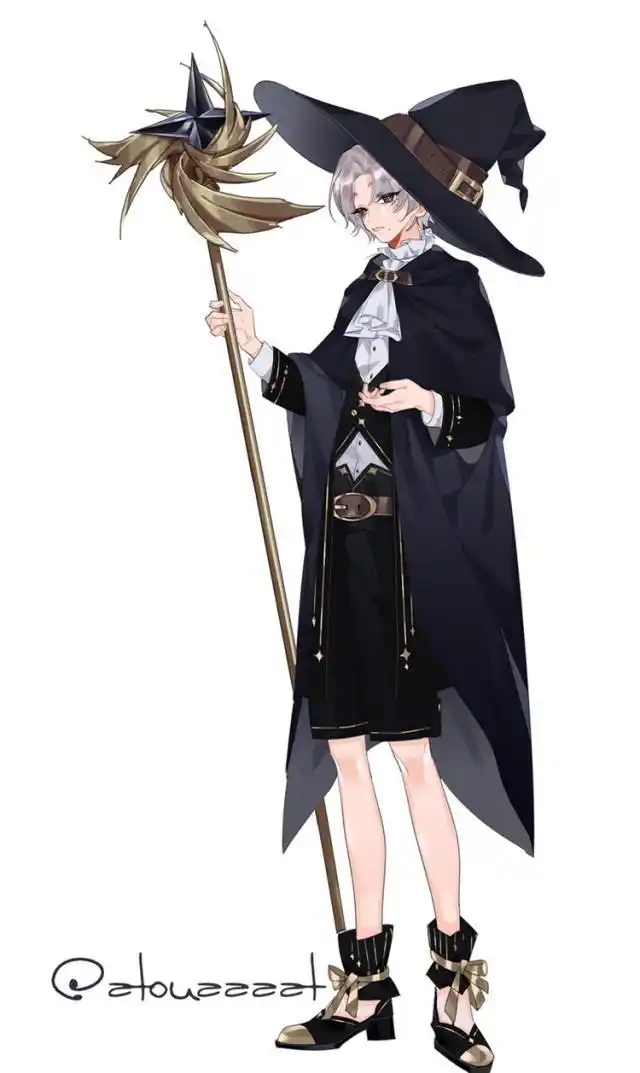 卡通人物绘画,帅气十足的男性魔法师