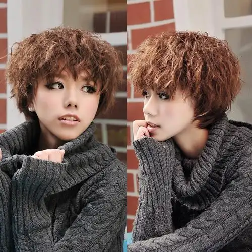 辣妈假发 短发 女 卷发短假发发套 时尚蓬松jiafa 假发套假头发