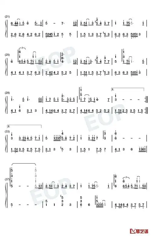树洞钢琴简谱-数字双手-欧阳娜娜2