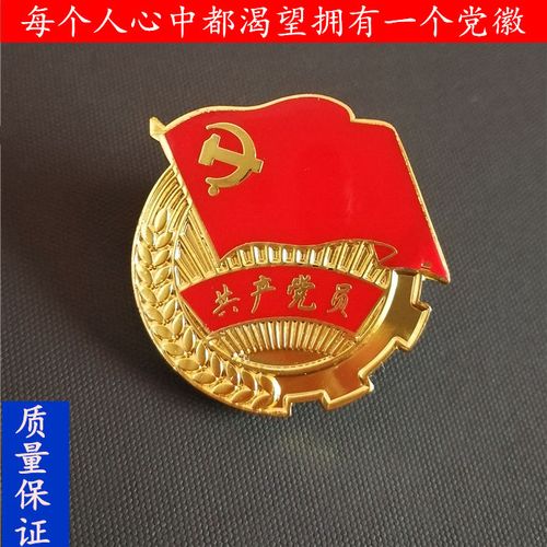 党员徽章标准型胸针党员胸章徽章加厚高档镀金胸章徽章蝴蝶扣式