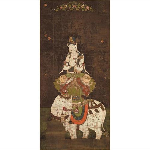 普贤菩萨像仿古画佛画人物画绢画艺术微喷复制画临摹画稿装饰画