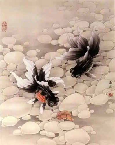 金鳞游水百态娇路雨年工笔画鱼作品欣赏