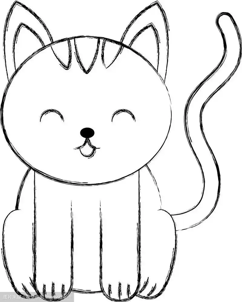 可爱的素描画猫卡通