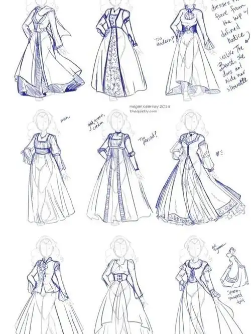 绘画参考#一组裙子的绘制参考