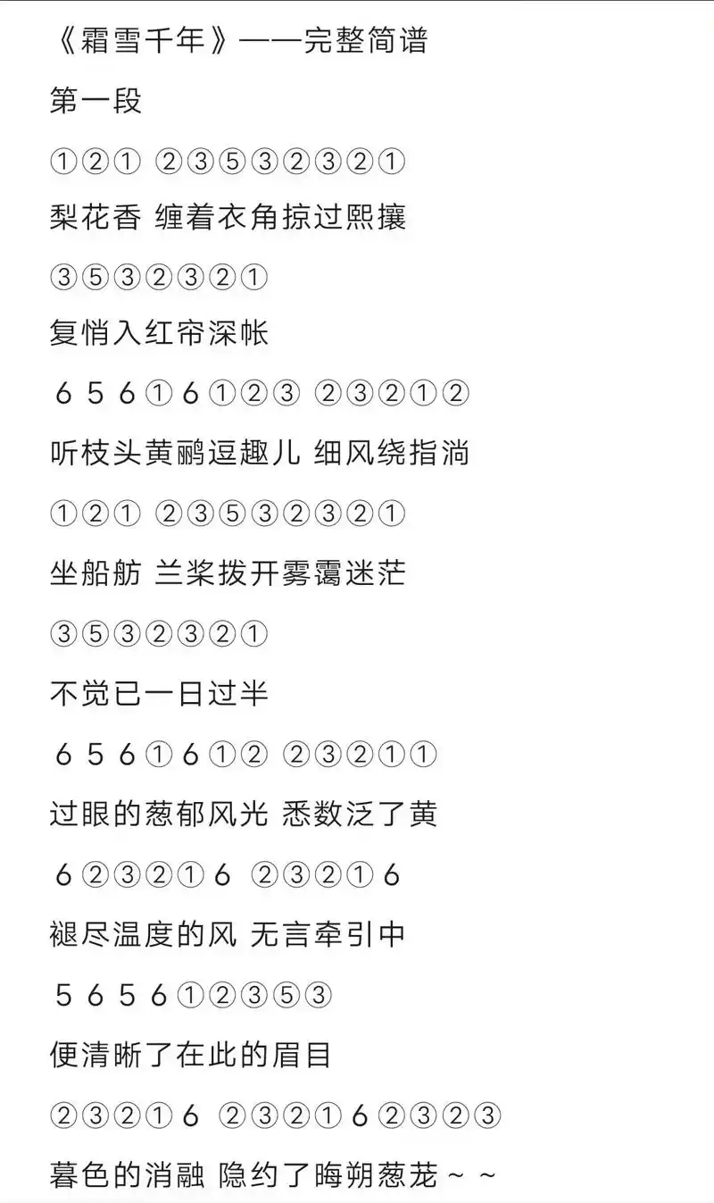 光遇简谱第三百零三期 #光遇琴谱 #光遇 #霜雪千年 - 抖音