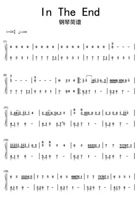 in the end钢琴谱复杂完整(intheend钢琴双手简谱)