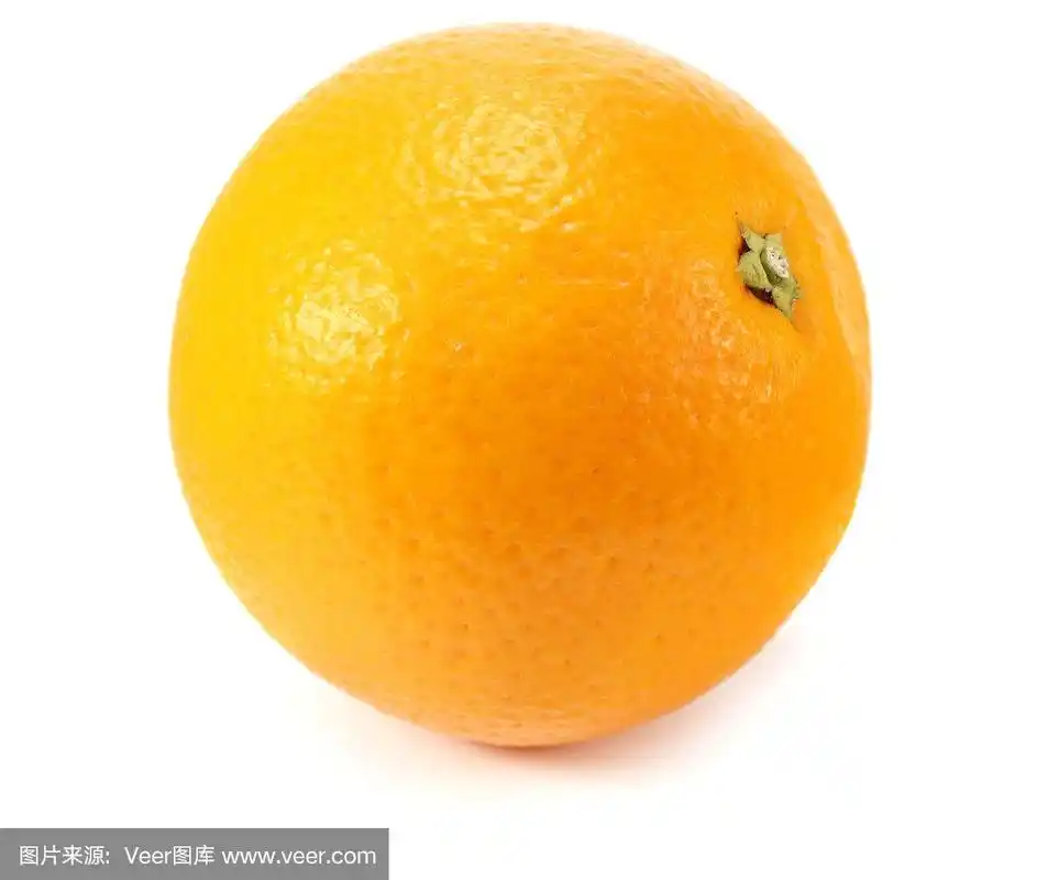 在白色背景上孤立的单个橙色果实.健康食品.